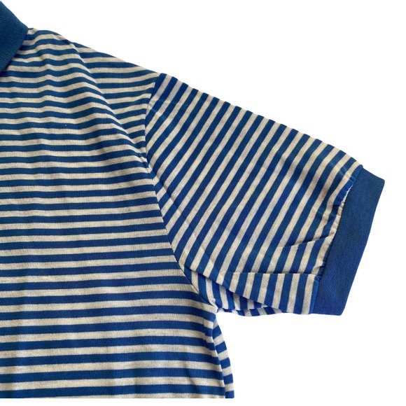 Vintage Boston Harbour Sportswear Polo Striped Blue & White Size XL NOS - Picture 3 of 9